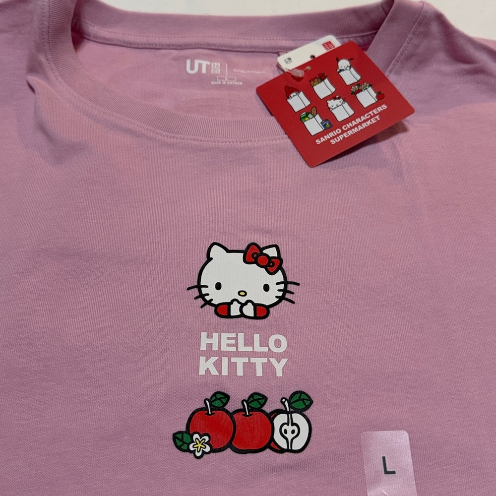 Uniqlo Sanrio Hello Kitty Short Sleeve Tee Cotton Boxy Cropped M, L NWT